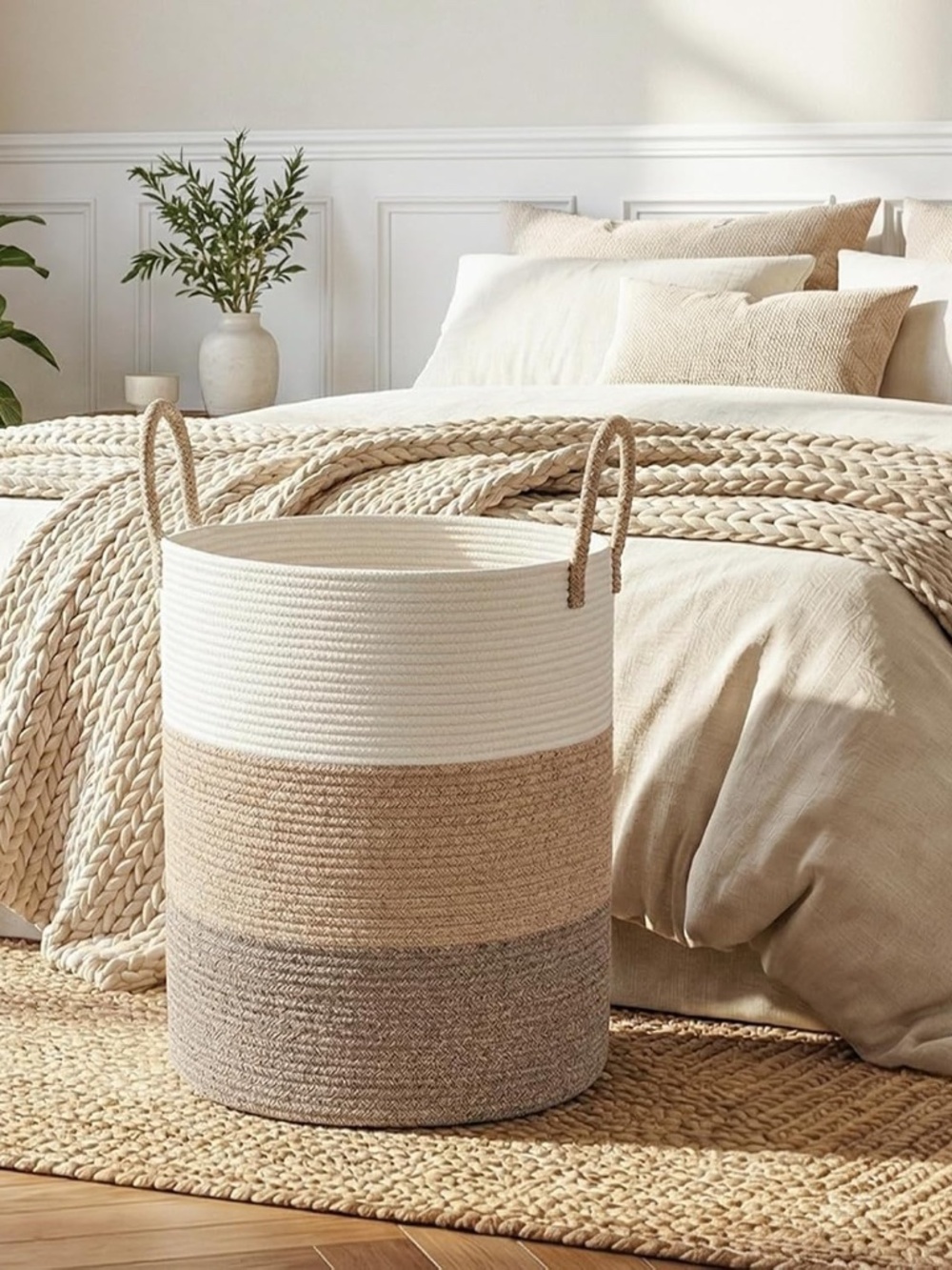 Rope Laundry Basket Hamper 60L